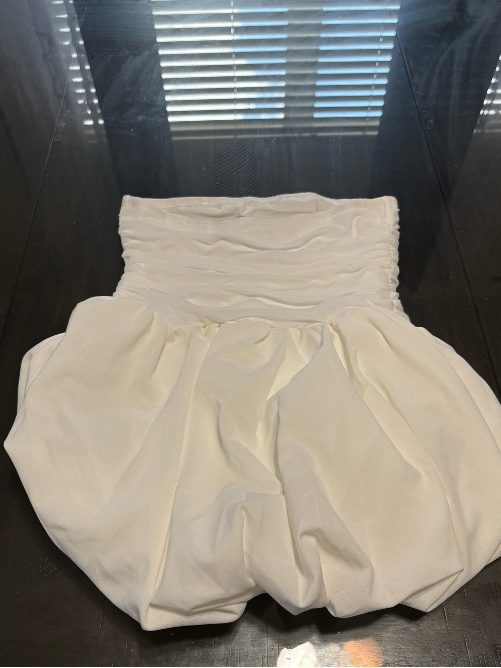 SHEIN White Ruched Bubble Dress